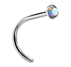 Tytanowy kolczyk do nosa z opalizującą cyrkonią - TN-011