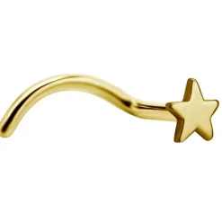 Tytanowy kolczyk do nosa - złota gwiazdka - TN-020