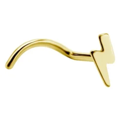 Tytanowy kolczyk do nosa - złoty piorunek - TN-015