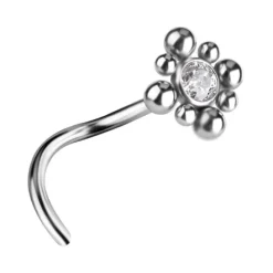 Tytanowy kolczyk do nosa ozdobny z białą Premium Zirconia - TN-032