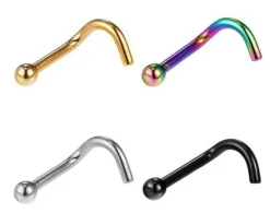 Tytanowy kolczyk do nosa srebrny - TN-001