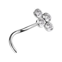 Tytanowy kolczyk do nosa ozdobny z białą cyrkonią - TN-039