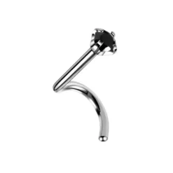 Tytanowy kolczyk do nosa z czarną cyrkonią - srebrny - TN-010