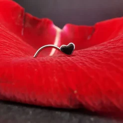 Tytanowy kolczyk do nosa - serce - srebrny - TN-025