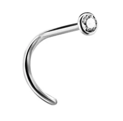 Tytanowy kolczyk do nosa z białą cyrkonią - TN-011