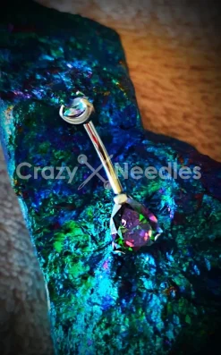 Tytanowy kolczyk do pępka ozdobny kolorowy - TPP-015