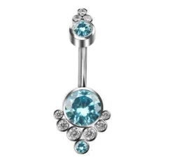 Tytanowy kolczyk do pępka niebieski - TPP-020