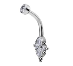 Tytanowy kolczyk do pępka - Premium Zirconia biała - TPP-026