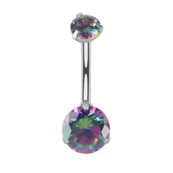 Tytanowy kolczyk do pępka z vitrail medium cyrkonią - TPP-014