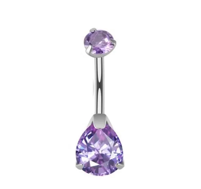 Tytanowy kolczyk do pępka ozdobny fioletowy - TPP-015