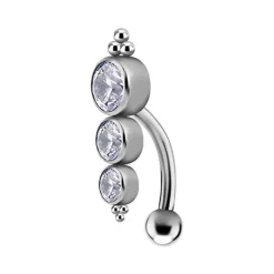 Tytanowy kolczyk do pępka - Premium Zirconia kolorowy - TPP-036