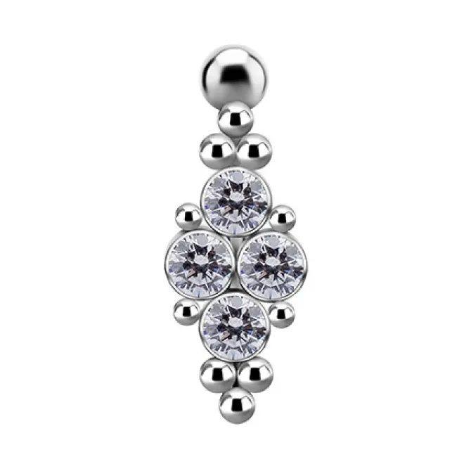 Tytanowy kolczyk do pępka - Premium Zirconia biała - TPP-032