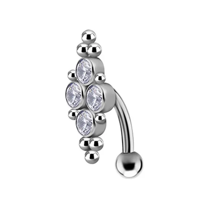 Tytanowy kolczyk do pępka - Premium Zirconia biała - TPP-032