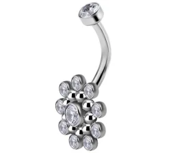 Tytanowy kolczyk do pępka z białymi cyrkoniami PREMIUM - TPP-007