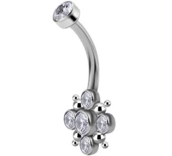 Tytanowy kolczyk do pępka - Premium Zirconia biały - TPP-027