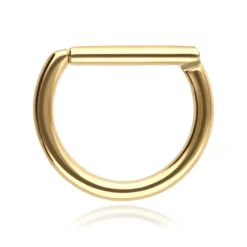 Tytanowy kolczyk D-ring - złoty - TK-009