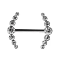 Tytanowy kolczyk intymny do sutka - cyrkonie - TI-009