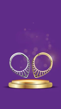 Tytanowy kolczyk kółko clicker ozdobny - srebrny - TK-083