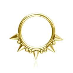 Tytanowy kolczyk kółko clicker - złoty - TK-081