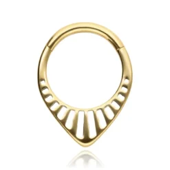 Tytanowy kolczyk kółko clicker ozdobny - złoty - TK-083