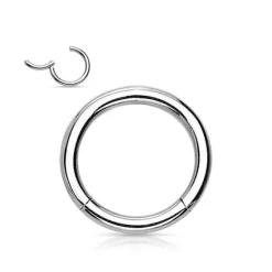 Tytanowy kolczyk kółko CLICKER - srebrny - TK-001