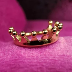 Tytanowy kolczyk kółko clicker korona - złota - TK-045