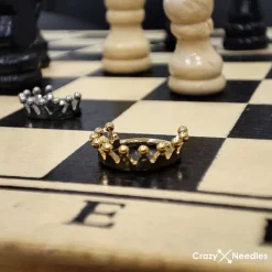 Tytanowy kolczyk kółko clicker korona - złota - TK-045