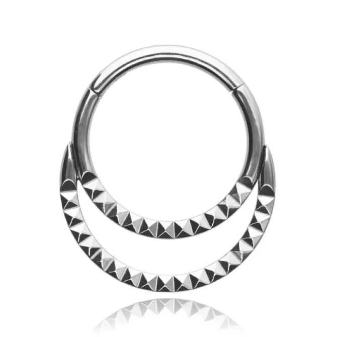 Tytanowy kolczyk kółko ozdobny clicker - srebrny - TK-022