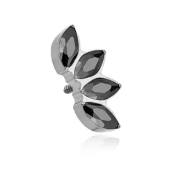 Tytanowy kolczyk labret cluster z czarnymi cyrkoniami - srebrny