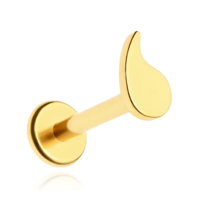 Tytanowy kolczyk labret - kropla - złoty - TGW-038