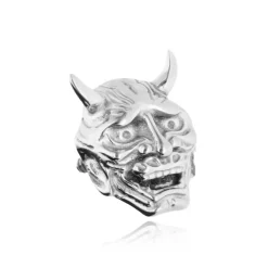 Tytanowy kolczyk labret japońska maska - srebrny