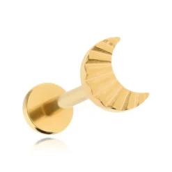 Tytanowy kolczyk labret księżyc - złoty