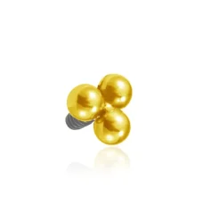 Tytanowy kolczyk labret 3 kulki złoty