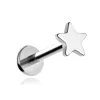 Tytanowy kolczyk labret - gwiazdka - srebrna