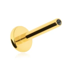 Tytanowy kolczyk labret 3 kuleczki złoty