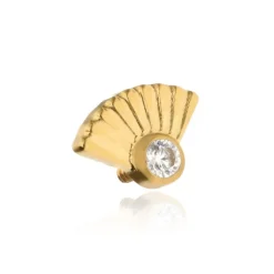 Tytanowy kolczyk labret z białą cyrkonią - złoty