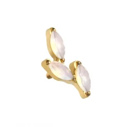 Tytanowy kolczyk labret mleczne cyrkonie - złoty