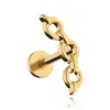 Tytanowy kolczyk labret łańcuch złoty