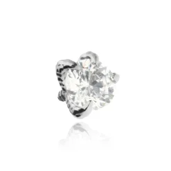 Tytanowy kolczyk labret biała cyrkonia w szponach smoka - srebrny