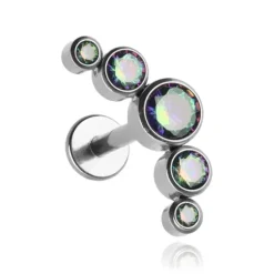 Tytanowy kolczyk labret cluster z cyrkoniami Vitrail Medium