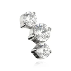 Tytanowy kolczyk labret cluster z białymi cyrkoniami - srebrny