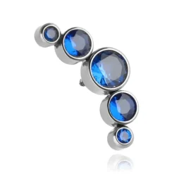 Tytanowy kolczyk labret cluster z granatowymi cyrkoniami