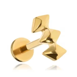 Tytanowy kolczyk labret cluster złoty