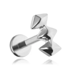 Tytanowy kolczyk labret cluster srebrny