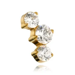 Tytanowy kolczyk labret cluster z białymi cyrkoniami - złoty