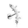 Tytanowy kolczyk labret cluster z białymi cyrkoniami - srebrny