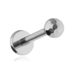 Tytanowy kolczyk labret disco ball srebrny