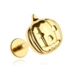 Tytanowy kolczyk labret dynia - złoty - TGW-157