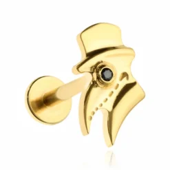 Tytanowy kolczyk labret Doktor Plagi - złoty - TGW-159