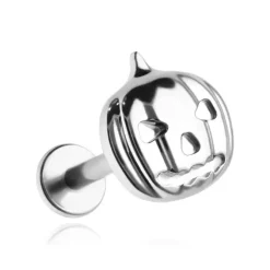 Tytanowy kolczyk labret dynia - srebrny - TGW-157